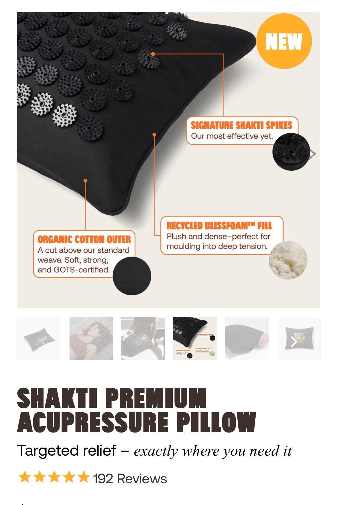 Shakti "Premium" Acupressure Pillow